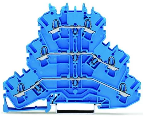 2002-3204 - TOPJOB®S triple-deck terminal block; through/through/through (N/N/N); rail mount; 2-conductor; 5.2 mm wide; blue