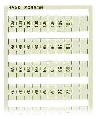 209-958 - WSB marking card; as card; MARKED; 1A, 1B, ..., 1G, 1H, ... to 10A, 10B, ..., 10G, 10H; not stretchable; Vertical marking; snap-on type; white