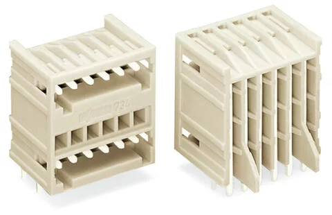 734-410/001-000 - THT double-deck male header; 1.0 x 1.0 mm solder pin; angled; 100% protected against mismating; Pin spacing 3.5 mm; 20-pole; light gray