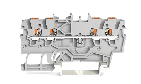 2200-1401 - TOPJOB®S feedthrough terminal block with Push-buttons; rail mount; 4-conductor; 3.5 mm wide; gray