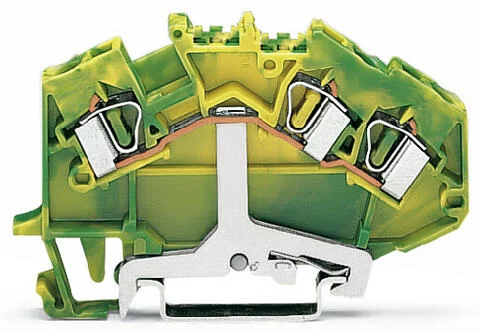 781-637 - Ground terminal block; angled; rail mount; 3-conductor; 6 mm wide; green-yellow