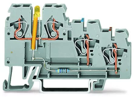 270-560/281-507 - 3-conductor sensor terminal block; LED (yellow); for NPN-(low-side) switching sensors; 2.5 mm²; CAGE CLAMP®; 2,50 mm²; gray