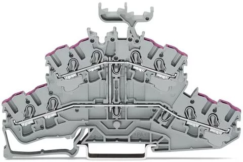 2002-2438 - TOPJOB®S double-deck terminal block; internally commoned; with marker carrier; rail mount; 8-conductor; 5.2 mm wide; gray