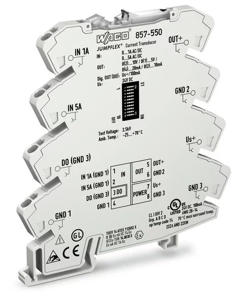 857-550 - JUMPFLEX® signal conditioner; current; 0 ... 1 A AC, 0 ... 5 A DC; configurable