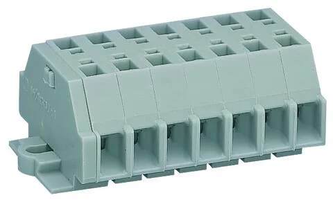 261-107 - 2-conductor terminal strip; without push-buttons; with fixing flanges; 7-pole; for screw or similar mounting types; Fixing hole 3.2 mm Ø; 2.5 mm²; CAGE CLAMP®; 2,50 mm²; gray
