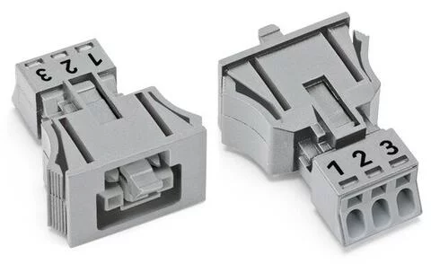 890-743 - WINSTA® through-panel socket (female); MINI; snap-in through-panel; 1/2/3 marking; 3-pole; gray