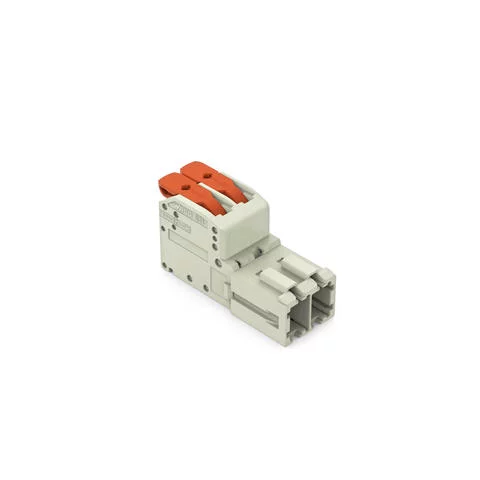 831-1202 - 1-conductor male connector; lever; Push-in CAGE CLAMP®; 10 mm²; Pin spacing 7.62 mm; 2-pole; 100% protected against mismating; 10,00 mm²; light gray
