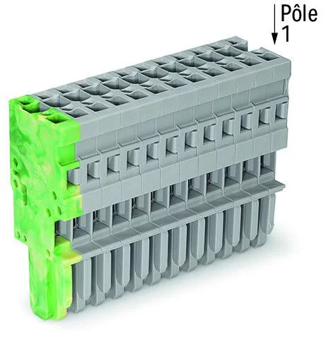 769-114/000-037 - 1-conductor female connector; CAGE CLAMP®; 4 mm²; Pin spacing 5 mm; 14-pole; coding finger; 4,00 mm²; gray, green-yellow