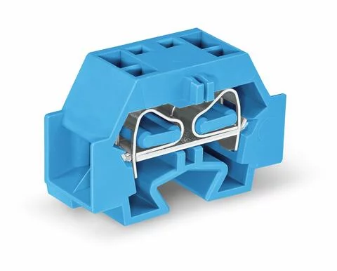 262-344 - 4-conductor terminal block; without push-buttons; suitable for Ex i applications; with snap-in mounting foot; 1-pole; for plate thickness 0.6 - 1.2 mm; Fixing hole 3.5 mm Ø; 4 mm²; CAGE CLAMP®; 4,00 mm²; blue