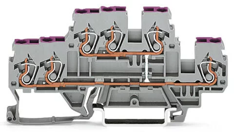 870-539 - 3-conductor, double-deck terminal block; 6-conductor through terminal block; N; suitable for Ex i applications; internal commoning; conductor entry with violet marking; for DIN-rail 35 x 15 and 35 x 7.5; 2.5 mm²; CAGE CLAMP®; 2,50 mm²; blue