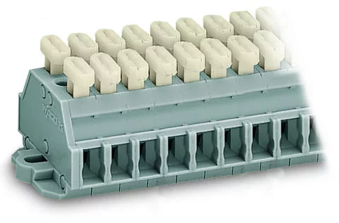 261-432/341-000 - 2-conductor terminal strip; on both sides with push-buttons; with fixing flanges; 12-pole; for screw or similar mounting types; Fixing hole 3.2 mm Ø; 2.5 mm²; CAGE CLAMP®; 2,50 mm²; gray
