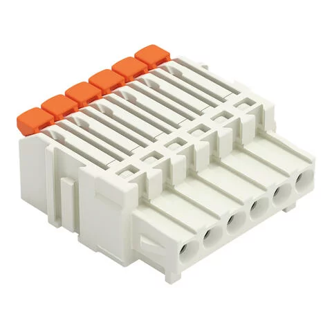 2734-1108/327-000 - 1-conductor female connector; lever; Push-in CAGE CLAMP®; 1.5 mm²; Pin spacing 3.5 mm; 8-pole; 100% protected against mismating; 1,50 mm²; light gray