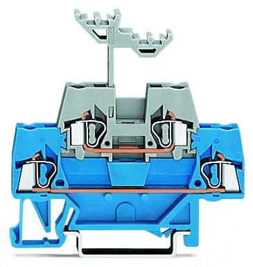 280-523 - Double-deck terminal block; Through/through terminal block; for DIN-rail 35 x 15 and 35 x 7.5; 2.5 mm²; CAGE CLAMP®; 2,50 mm²; blue/gray