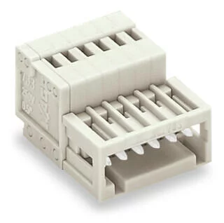 733-208 - 1-conductor male connector; CAGE CLAMP®; 0.5 mm²; Pin spacing 2.5 mm; 8-pole; 100% protected against mismating; 0,50 mm²; light gray