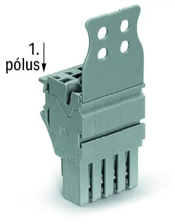 2022-104/133-000 - 1-conductor female connector; Push-in CAGE CLAMP®; 4 mm²; Pin spacing 5.2 mm; 4-pole; Strain relief plate; 4,00 mm²; gray