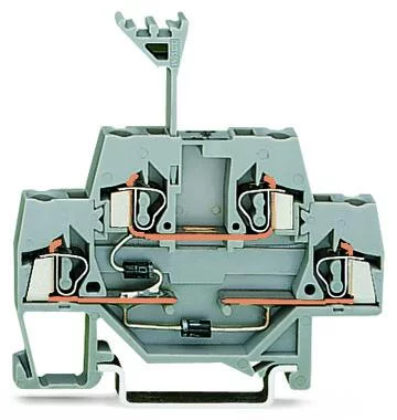 280-941/281-491 - Component terminal block; double-deck; with 2 diodes 1N4007; Top anode, right-side anode; for DIN-rail 35 x 15 and 35 x 7.5; 2.5 mm²; CAGE CLAMP®; 2,50 mm²; gray