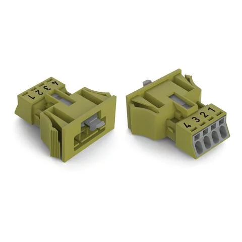 890-774 - WINSTA® through-panel plug (male); MINI; snap-in through-panel; 1/2/3/4 marking; 4-pole; light-green