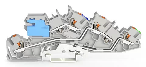 2205-7641 - Multilevel installation terminal block; with push-button; 4 mm²; with N-disconnect slide link; NT/L/PE; Push-in CAGE CLAMP®; 4,00 mm²; gray
