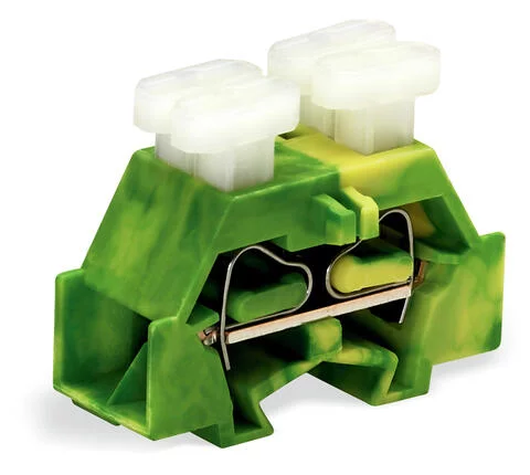 261-337/342-000 - 4-conductor terminal block; on both sides with push-buttons; with fixing flange; 1-pole; for screw or similar mounting types; Fixing hole 3.2 mm Ø; 2.5 mm²; CAGE CLAMP®; 2,50 mm²; green-yellow