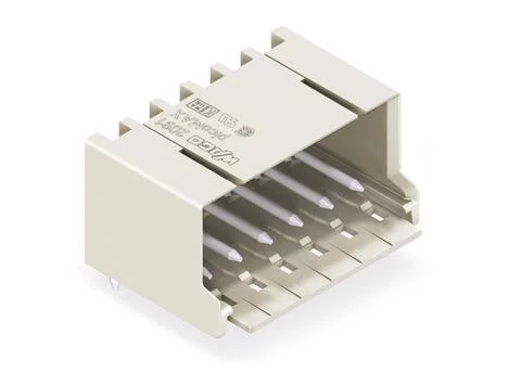 2091-1424 - THT male header; 1.0 mm Ø solder pin; angled; Pin spacing 3.5 mm; 4-pole; light gray 2091-1424 - THT male header; 1.0 mm Ø solder pin; angled; Pin spacing 3.5 mm; 4-pole; light gray