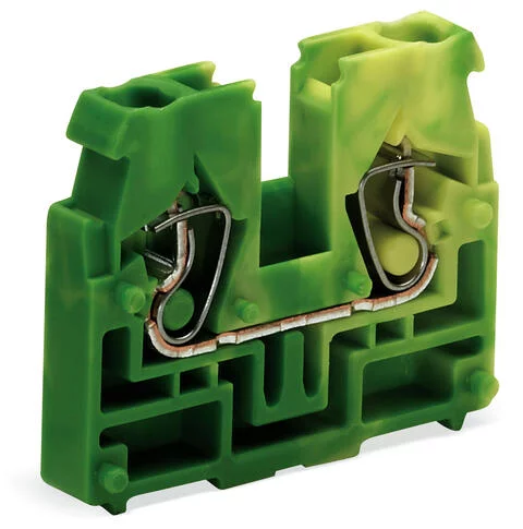 869-307 - 2-conductor end terminal block; without push-buttons; with fixing flange; 1-pole; for screw or similar mounting types; Fixing hole 3.2 mm Ø; 2.5 mm²; CAGE CLAMP®; 2,50 mm²; green-yellow