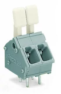 256-402/333-009/999-950 - PCB terminal block; push-button; 2.5 mm²; Pin spacing 5/5.08 mm; 2-pole; suitable for Ex-e applications; CAGE CLAMP®; commoning option; 2,50 mm²; light gray