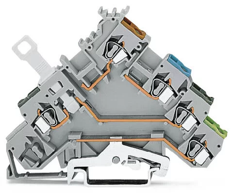 280-573 - 4-conductor sensor terminal block; with colored conductor entries; 2.5 mm²; CAGE CLAMP®; 2,50 mm²; gray