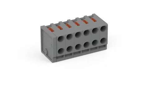 252-306 - 2-conductor female connector; push-button; PUSH WIRE®; 0.8 mm Ø; Pin spacing 3.5 mm; 6-pole; for individual solder pins; for KNX; 0,50 mm²; gray