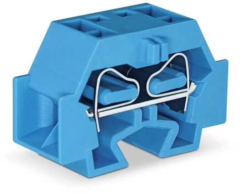 262-354 - Space-saving, 4-conductor end terminal block; without push-buttons; suitable for Ex i applications; without protruding snap-in mounting foot; 1-pole; for terminal strips with snap-in mounting feet; 4 mm²; CAGE CLAMP®; 4,00 mm²; blue