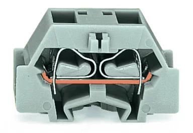 261-343 - 4-conductor terminal block; without push-buttons; with snap-in mounting foot; 1-pole; for plate thickness 0.6 - 1.2 mm; Fixing hole 3.5 mm Ø; 2.5 mm²; CAGE CLAMP®; 2,50 mm²; light gray