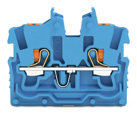 2250-324 - TOPJOB®S miniature feedthrough terminal block with Push-buttons; center terminal block without snap-in foot; 2-conductor; 3.5 mm wide; blue