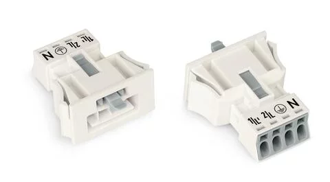 890-734 - WINSTA® through-panel plug (male); MINI; snap-in through-panel; 1/2/3/4 marking; 4-pole; white