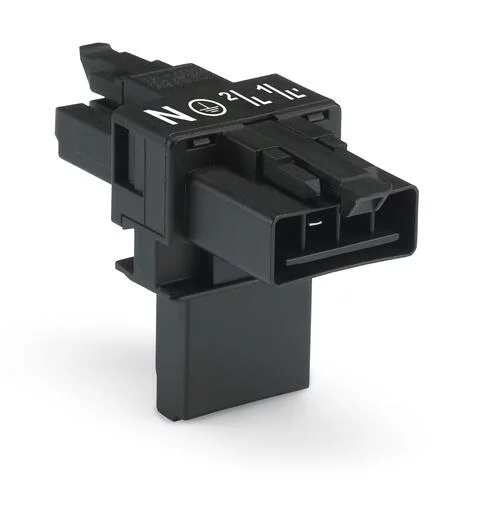 890-626 - T-distribution connector; 4-pole; Cod. A; 1 input; 2 outputs; 2 locking levers; black