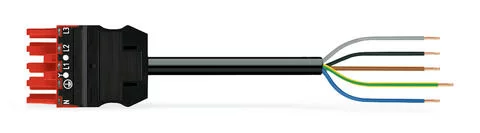 771-9975/116-501 - pre-assembled connecting cable; Eca; Socket/open-ended; 5-pole; Cod. P; H05Z1Z1-F 5G 1.5 mm²; 5 m; 1,50 mm²; red 771-9975/116-501 - pre-assembled connecting cable; Eca; Socket/open-ended; 5-pole; Cod. P; H05Z1Z1-F 5G 1.5 mm²; 5 m; 1,50 mm²; red