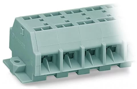 262-204 - 4-conductor terminal strip; without push-buttons; with fixing flanges; 4-pole; for screw or similar mounting types; Fixing hole 3.2 mm Ø; 4 mm²; CAGE CLAMP®; 4,00 mm²; gray