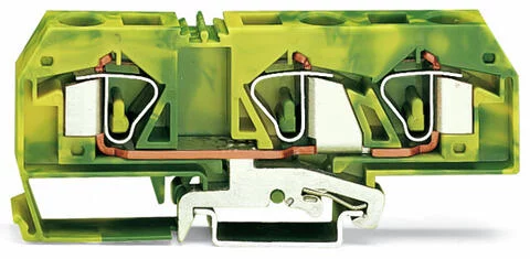 283-677 - 3-conductor ground terminal block; 16 mm²; center marking; for DIN-rail 35 x 15 and 35 x 7.5; CAGE CLAMP®; 16,00 mm²; green-yellow