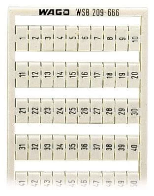 209-666 - WSB marking card; as card; MARKED; 1 ... 50 (2x); not stretchable; Vertical marking; snap-on type; white