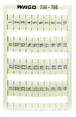 209-766 - WSB marking card; as card; MARKED; 1 ... 50 (2x); not stretchable; Vertical marking; snap-on type; white