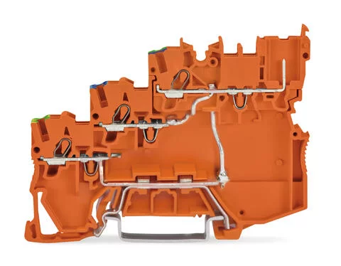 2020-5377/102-000 - 3-conductor sensor/actuator terminal block; for PNP-(high-side) switching actuators; with ground contact; 1 mm²; Push-in CAGE CLAMP®; 1,00 mm²; orange