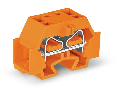 262-336 - 4-conductor terminal block; without push-buttons; with fixing flange; 1-pole; for screw or similar mounting types; Fixing hole 3.2 mm Ø; 4 mm²; CAGE CLAMP®; 4,00 mm²; orange