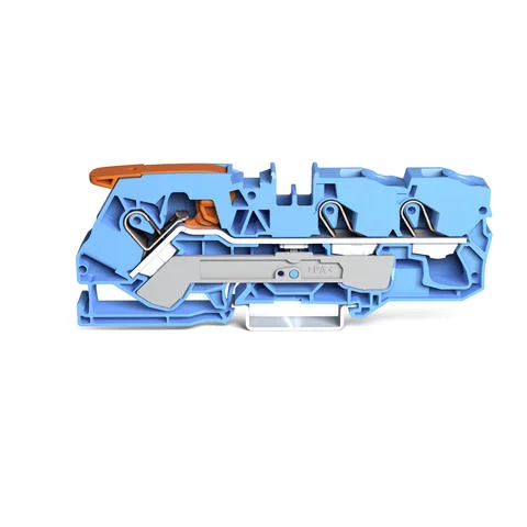 2110-1304 - TOPJOB®S feedthrough terminal block with Lever and Open Tool Slot; rail mount; 3-conductor; 10 mm wide; blue
