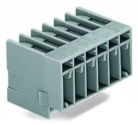 769-666 - THT male header; 1.0 x 1.0 mm solder pin; angled; Pin spacing 5 mm; 6-pole; gray