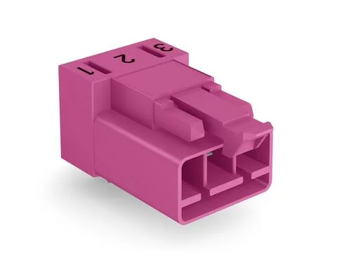890-893/011-000 - Plug for PCBs; angled; 3-pole; Cod. B; pink 890-893/011-000 - Plug for PCBs; angled; 3-pole; Cod. B; pink
