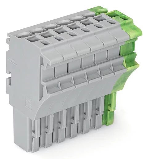 2022-107/000-036 - 1-conductor female connector; Push-in CAGE CLAMP®; 4 mm²; Pin spacing 5.2 mm; 7-pole; 4,00 mm²; gray, green-yellow