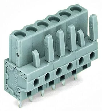 232-140 - THT female header; straight; Pin spacing 5 mm; 10-pole; 0.6 x 1.0 mm solder pin; gray