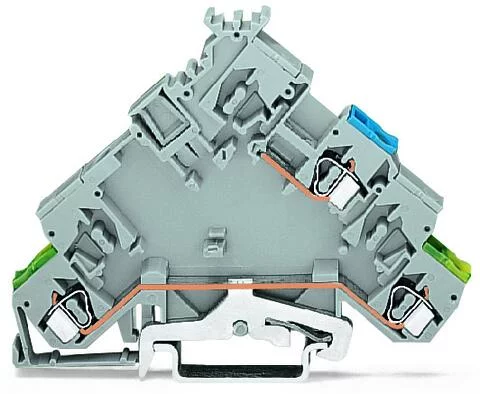 280-593 - 2-conductor actuator supply terminal block; with ground contact; with colored conductor entries; 2.5 mm²; CAGE CLAMP®; 2,50 mm²; gray