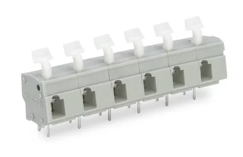 257-657 - PCB terminal block; push-button; 2.5 mm²; Pin spacing 10/10.16 mm; 7-pole; CAGE CLAMP®; commoning option; 2,50 mm²; gray