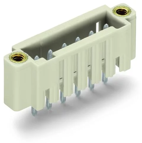 734-143/108-000 - THT male header; 1.0 x 1.0 mm solder pin; straight; 100% protected against mismating; Threaded flange; Pin spacing 3.5 mm; 13-pole; light gray