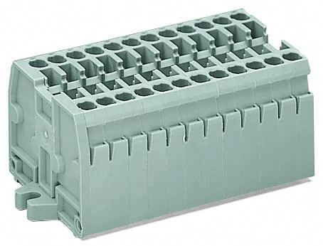 869-104 - 2-conductor terminal strip; without push-buttons; with fixing flanges M3; 4-pole; for screw or similar mounting types; Fixing hole 3.2 mm Ø; 2.5 mm²; CAGE CLAMP®; 2,50 mm²; gray