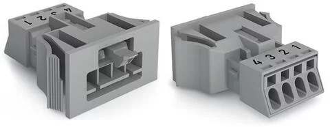 890-754 - WINSTA® through-panel plug (male); MINI; snap-in through-panel; 1/2/3/4 marking; 4-pole; gray
